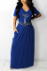 Blue Casual Print Patchwork V Neck Straight Dresses