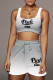 Grey Casual Sportswear Print Patchwork U Neck Sleeveless Two Pieces