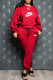 Red Fashion Casual Print Letter O Neck Long Sleeve Two Pieces