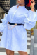 White Casual Solid Flounce Turndown Collar Straight Dresses