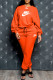 Orange Fashion Casual Print Letter O Neck Long Sleeve Two Pieces
