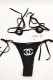 Black Fashion Sexy Letter Frenulum Swimwears