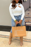 Camel Sexy Solid Hollowed Out Halter Tops