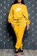 Yellow Fashion Casual Print Letter O Neck Long Sleeve Two Pieces