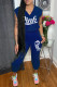 Royal Blue Fashion Casual Letter Print Basic V Neck Sleeveless Two Pieces