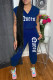 Royal Blue Fashion Casual Letter Print Basic V Neck Sleeveless Two Pieces