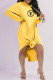 Yellow Fashion Casual Print Letter Hooded Collar Straight Dresses