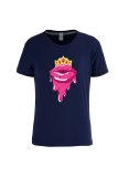 White Fashion Street Lips Printed Patchwork O Neck T-Shirts