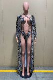 Black Fashion Sexy Print Basic Swimwears