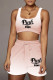 Pink Casual Sportswear Print Patchwork U Neck Sleeveless Two Pieces