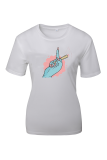 White Fashion Street Print Patchwork O Neck T-Shirts