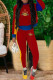 Red Fashion Casual Print Letter O Neck Long Sleeve Two Pieces