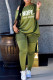 Green Fashion Casual Letter Print Patchwork Oblique Collar Short Sleeve Two Pieces