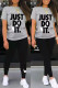 Grey Fashion Casual Print Letter O Neck Short Sleeve Two Pieces