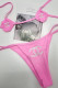 Pink Fashion Sexy Letter Frenulum Swimwears