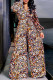 Yellow Fashion Casual Print Bandage V Neck Regular Jumpsuits