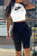 White Fashion Street Print Patchwork O Neck Sleeveless Two Pieces