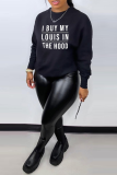 White Fashion Street Print Patchwork Letter O Neck Tops