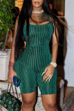 Green Sexy Casual Solid Bandage Backless Halter Skinny Jumpsuits