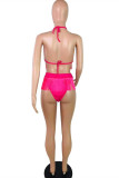 Pink Fashion Sexy Solid Tassel Bandage Swimwears