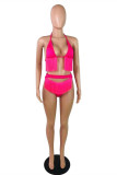 Pink Fashion Sexy Solid Tassel Bandage Swimwears