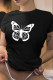 Black Fashion Daily Butterfly Print O Neck T-Shirts