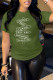 Green Fashion Casual Print Letter O Neck T-Shirts