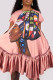 Pink Fashion Casual Print Patchwork O Neck Short Sleeve Dress Dresses