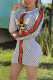 White Fashion Casual Print Basic O Neck Pencil Dresses