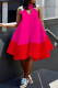 Rose Red Fashion Casual Solid Bandage Patchwork Backless Spaghetti Strap Sleeveless Dress