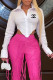 White Fashion Sexy Print Letter Turndown Collar Tops