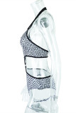 White Fashion Sexy Print Patchwork Backless Swimwears