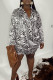 White Plus Size Sexy Party Zebra Print V Neck Wrapped Skirt Dresses