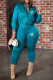 Blue Fashion Sportswear Print Letter O Neck Long Sleeve Two Pieces