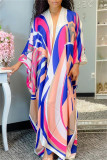 Blue Fashion Casual Print Cardigan Outerwear
