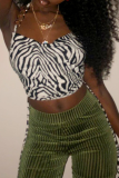 Zebra Sexy Print Patchwork Halter Tops