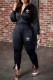 Black Fashion Sportswear Print Letter O Neck Long Sleeve Two Pieces