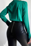 Green Sexy Elegant Solid Patchwork V Neck Regular Bodysuits