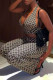 Brown Sexy Print Patchwork Backless Halter Sleeveless Two Pieces