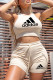 Cream White Fashion Casual Print Letter O Neck Sleeveless Two Pieces