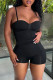 Black Sexy Casual Solid Backless Spaghetti Strap Sleeveless Two Pieces
