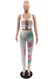 White Sexy Casual Print Bandage Vests U Neck Sleeveless Two Pieces