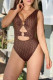 Dark Brown Fashion Sexy Letter Patchwork Swimwears