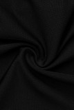 Black Sexy Solid Hollowed Out Patchwork Asymmetrical Collar Boot Cut Jumpsuits