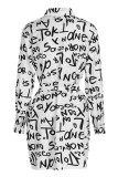 Yellow Casual Print Patchwork Buckle Turndown Collar Shirt Dress Dresses