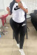 White Fashion Casual Print Letter O Neck Short Sleeve Two Pieces
