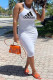 White Fashion Casual Print Letter O Neck One Step Skirt Dresses