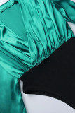 Green Sexy Elegant Solid Patchwork V Neck Regular Bodysuits