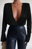 Green Sexy Elegant Solid Patchwork V Neck Regular Bodysuits