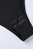 Green Sexy Elegant Solid Patchwork V Neck Regular Bodysuits